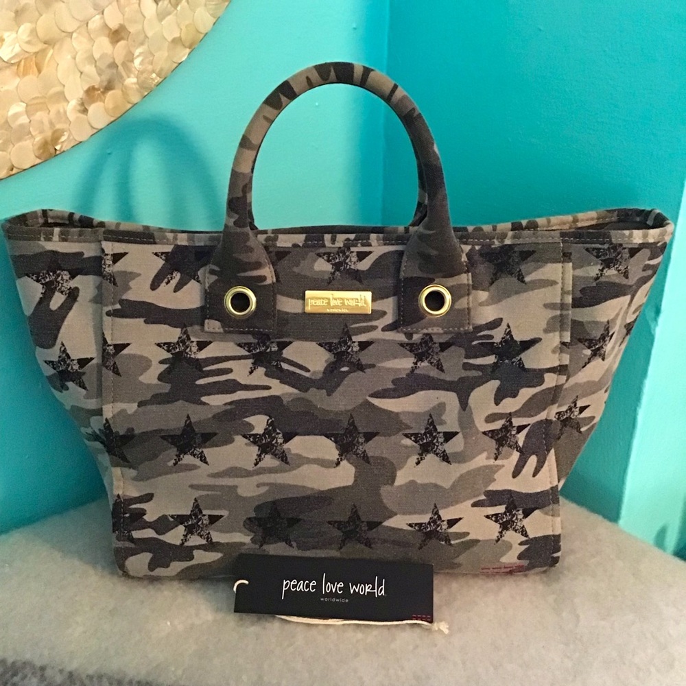 Peace Love World Camo Satchel Handbag